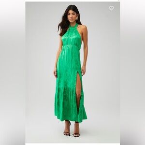 Saylor Audie dress Elegant Green Halter Maxi Dress